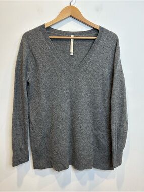 Aritzia The Group Babaton Merino Wool V-Neck Sweater Grey
